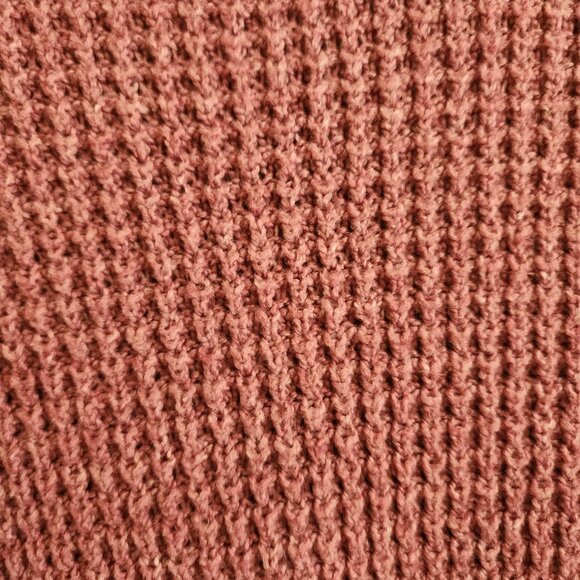 American Eagle Pink Waffle-Knit Sweater M Cozy Cotton Blend Long Sleeve - Picture 7 of 9